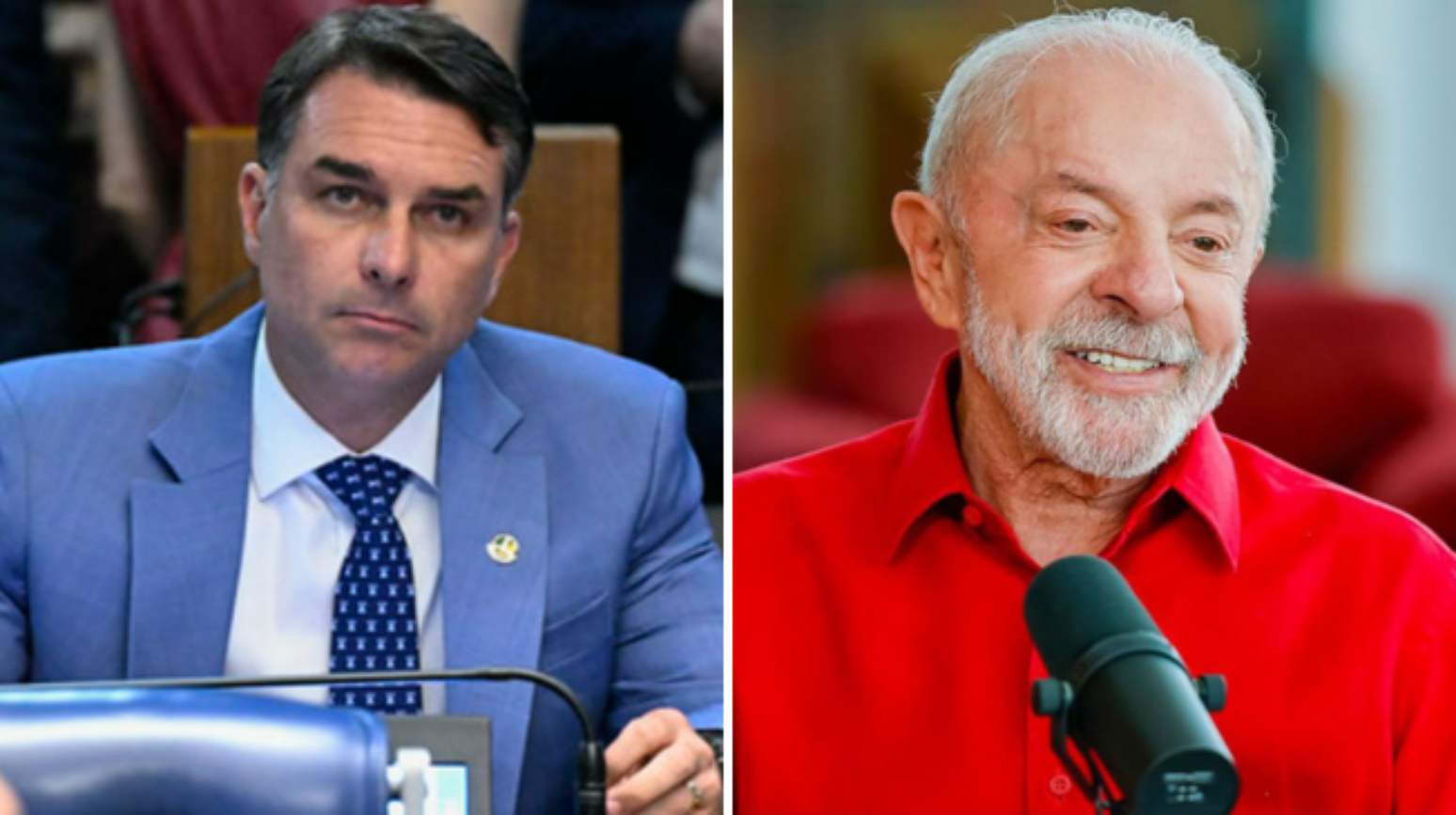 Os candidatos Luiz Inácio Lula da Silva (PT) e Flávio Bolsonaro (PL)