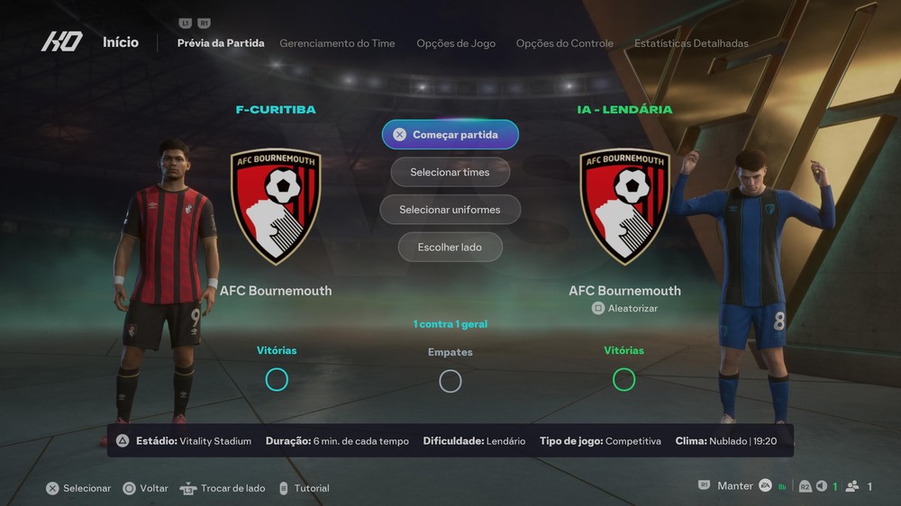 Faça o Bournemouth conquistar grandes títulos no EA FC 27 — Foto: Reprodução/Filipe Curitiba