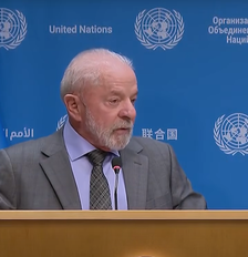 Presidente Luiz Inácio Lula da Silva (PT) em entrevista coletiva na sede da ONU, nos Estados Unidos, em 2025 Foto: Reprodução/CanalGov