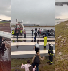 Avião parou em área de grama ao lado da pista de pouso Foto: Reprodução/X
