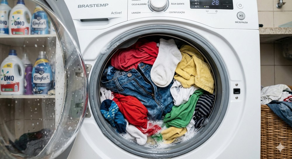 Sua máquina de lavar vai agradecer ao usar mais água fria para as lavagens — Foto: Francisco Paulo/Nano Banana Pro 2