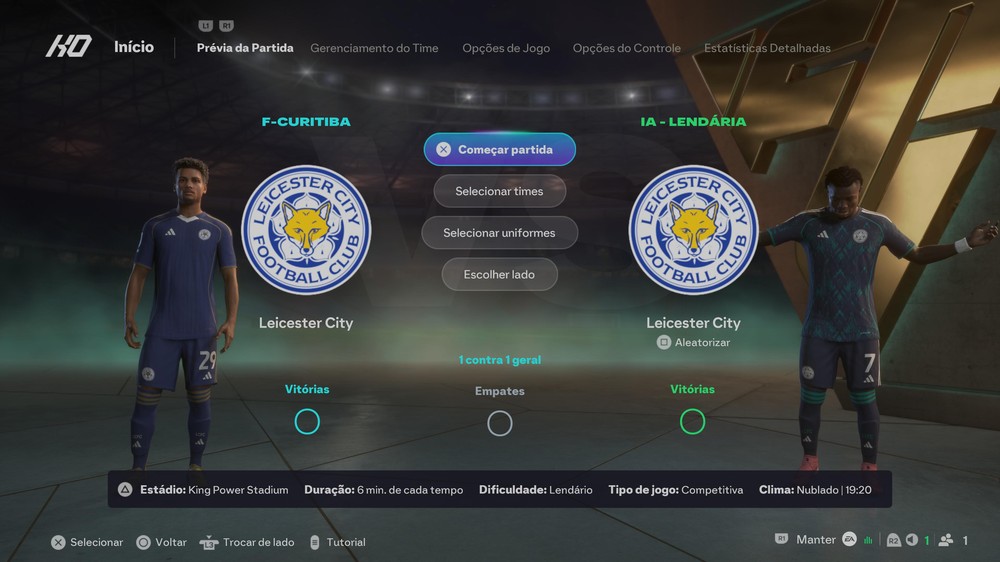 Tire o Leicester da terceira divisão e faça ele vencer novamente a Premier League no EA FC 27 — Foto: Reprodução/Filipe Curitiba
