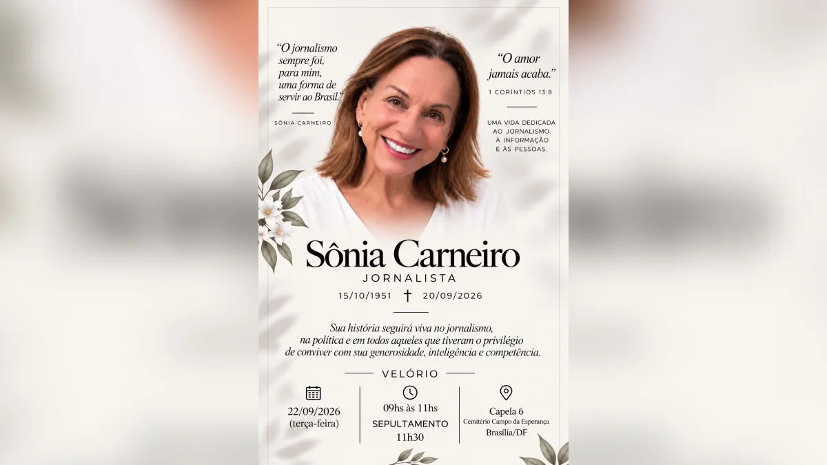 Jornalista Sônia Carneiro será enterrada nesta terça-feira (22/9) no DF