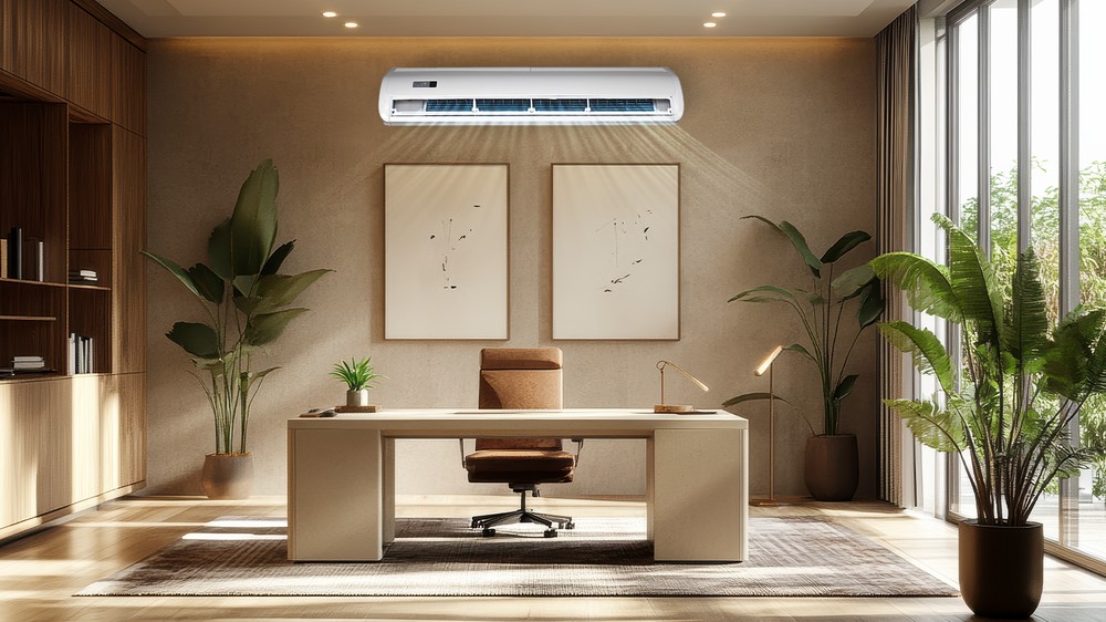 Modelo piso/teto da Hisense tem potência de até 56.000 BTUs — Foto: Divulgação/Hisense