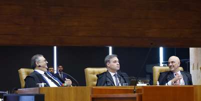 Flavio Dino, Andre Mendonça e Alexandre de Moraes no STF Foto: Luiz Silveira/STF