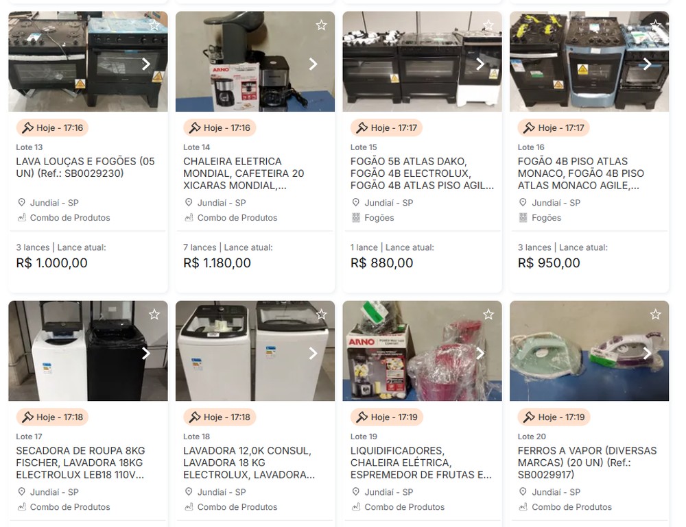 Leilão das Casas Bahia na plataforma SuperBid encerra nesta terça-feira (22) — Foto: Reprodução/SuperBid