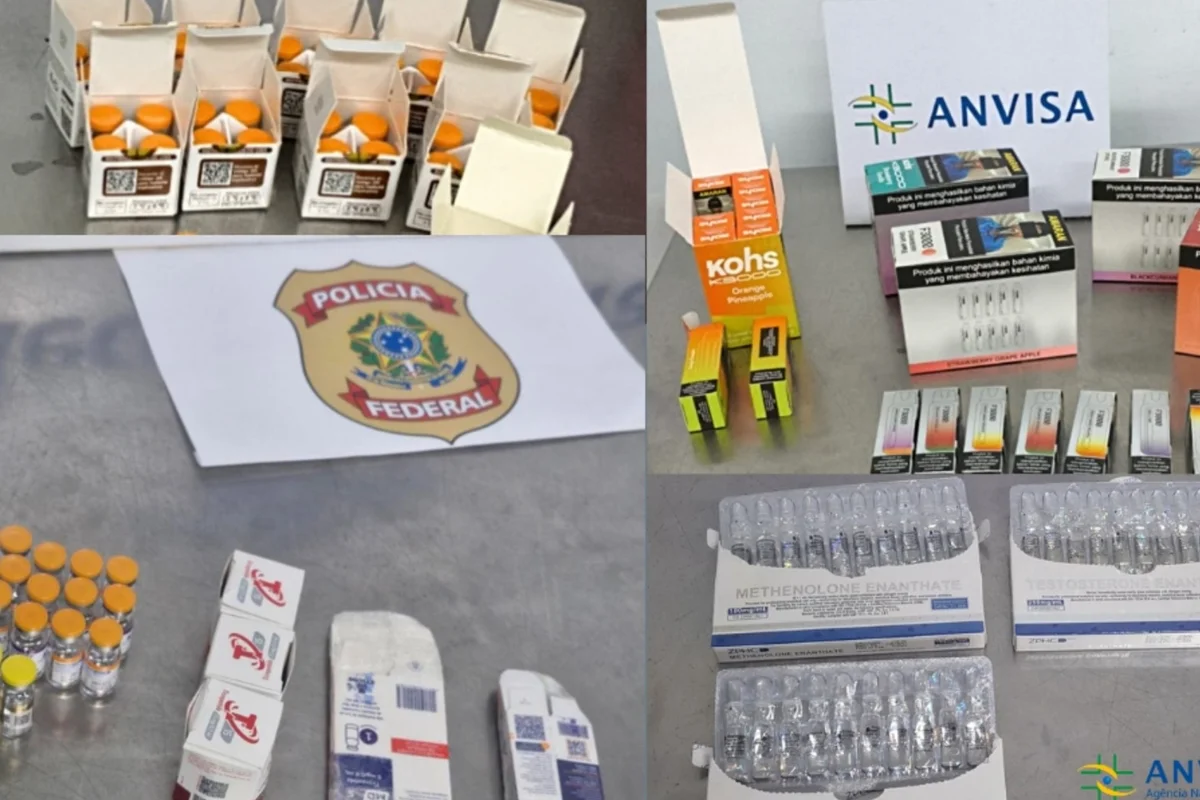 Foto colorida de medicamentos apreendidos pela Anvisa no aerporto do Galeão no RJ -Metrópoles.