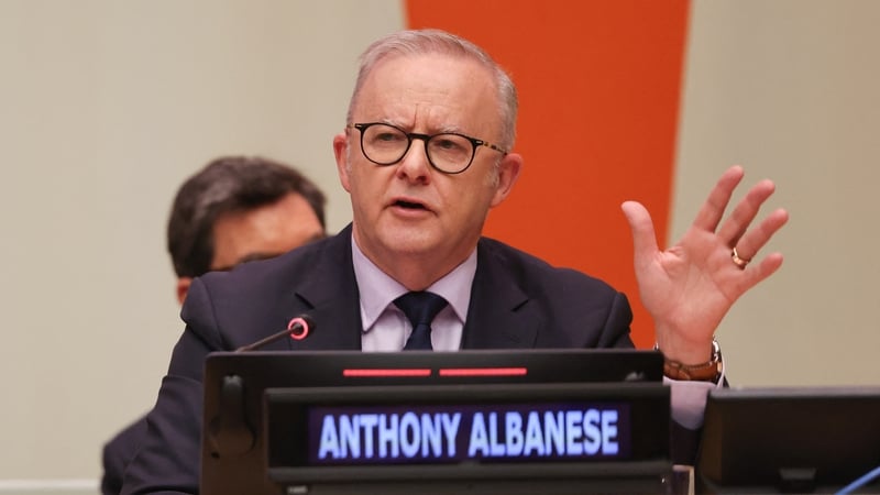 Australia's Prime Minister Anthony Albanese participates in the Coalition for the Rights and Protection of Children in the Age of Artificial Intelligence session on the sidelines of the 81st United Nations General Assembly at United Nations Headquarters i
