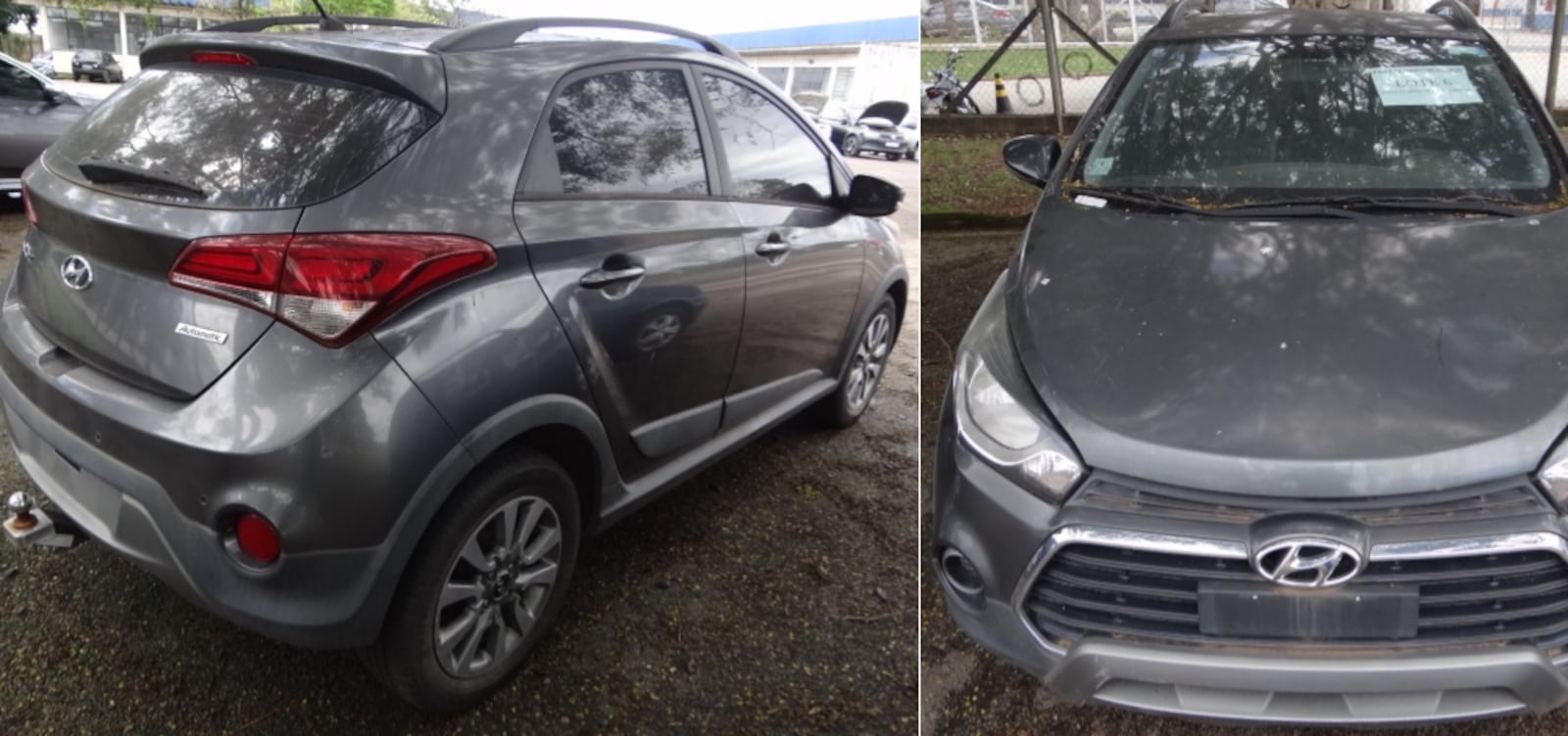 Precisa de um carro pequeno? Este Hyundai HB20X 1.6, cinza tem lance inicial de R$ 9.600 Reprodução/Montagem/Receita Federal