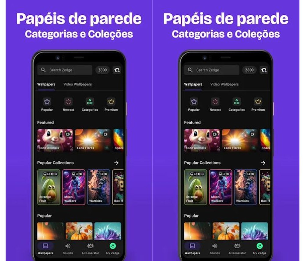Zedge funciona como uma central de personalização do celular — Foto: Reprodução/Google Play Store