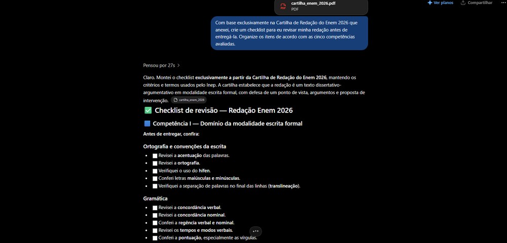 O resultado traz uma lista prática, organizada competência por competência. — Foto: TechTudo/Késya Holanda