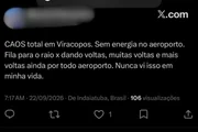 Falha de energia afeta operações e provoca filas no Aeroporto de Viracopos
