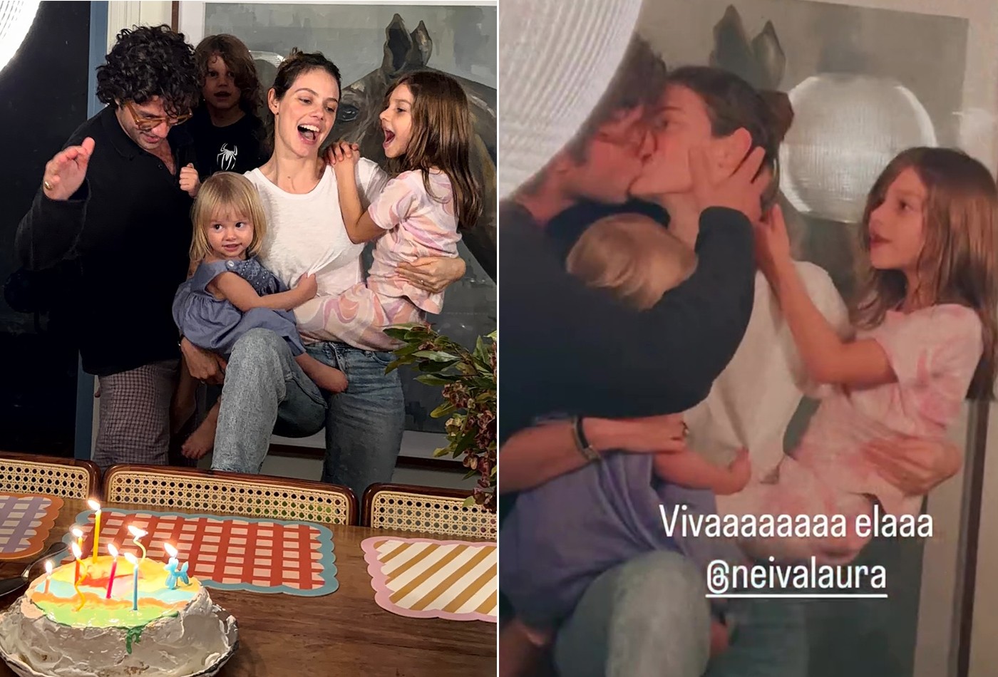 Laura Neiva faz 33 anos e ganha festinha com Chay e os 3 filhos; vídeo