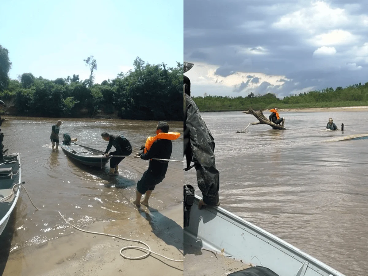 PM Ambiental resgata pescadores após barcos naufragarem em rio de São Paulo