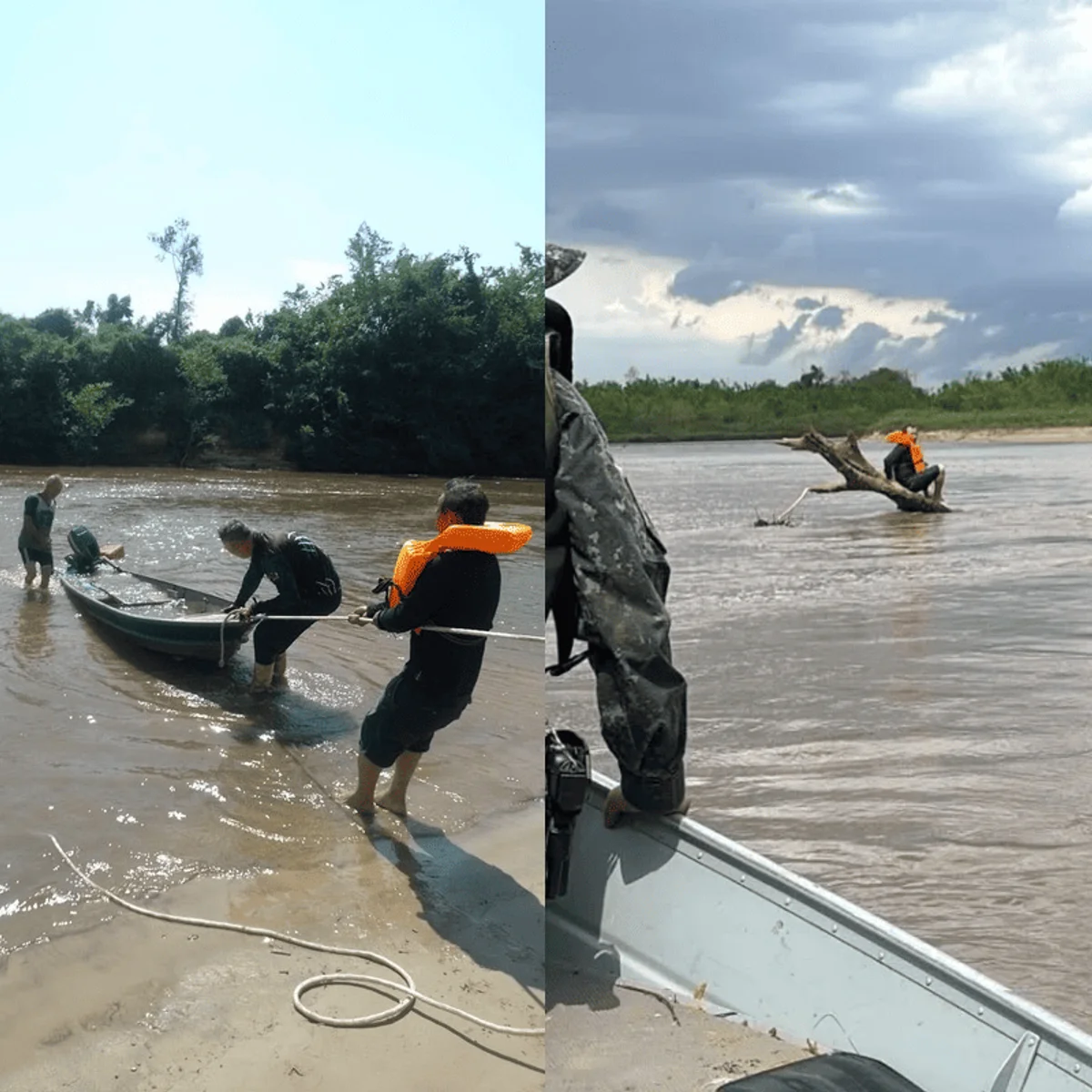 PM Ambiental resgata pescadores após barcos naufragarem em rio de São Paulo