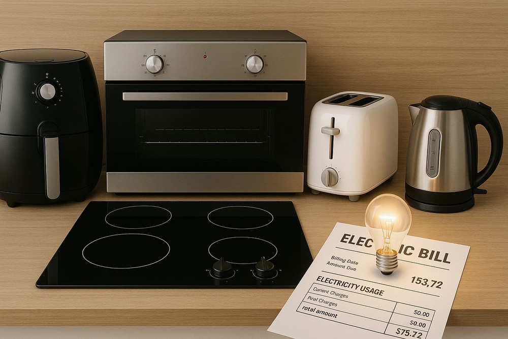 Eletrodomésticos de cozinha, em sua maioria, possuem alto consumo de energia. Verificar a etiqueta de eficiência energética é fundamental para evitar prejuízos — Foto: Arte/TechTudo