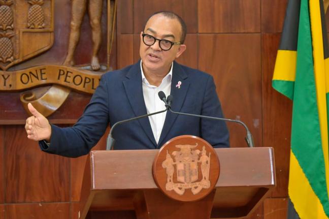 Minister of Health and Wellness, Dr Christopher Tufton, speaking at a post-Cabinet press briefing at Jamaica House on October 7.