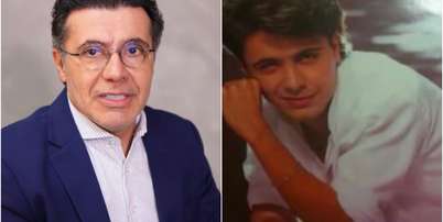 Marcelo Aguiar em foto atual e em capa de disco quando era cantor nos anos 90 Foto: Reprodu&ccedil;&atilde;o