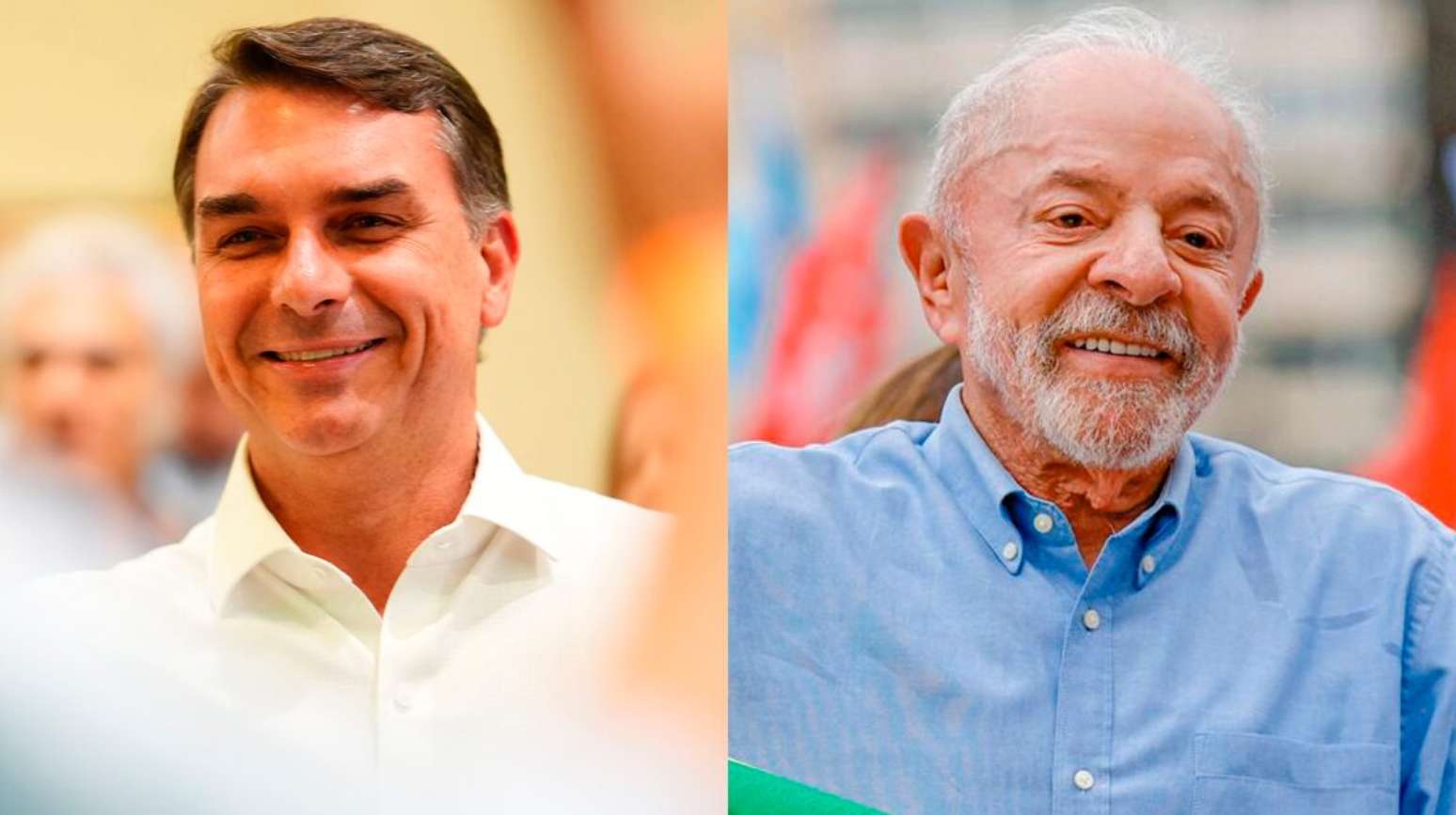 Os candidatos Fl&aacute;vio Bolsonaro (PL) e Luiz In&aacute;cio Lula da Silva (PT). Fotos: Vittor Sales/Divulga&ccedil;&atilde;o Campanha Fl&aacute;vio Bolsonaro e Ricardo Stuckert