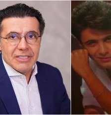 Marcelo Aguiar em foto atual e em capa de disco quando era cantor nos anos 90 Foto: Reprodução