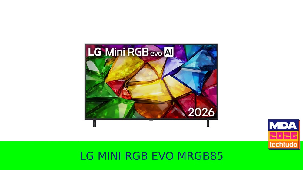 LG Mini RGB EVO MRGB85 MDA 2026 — Foto: Arte/TechTudo