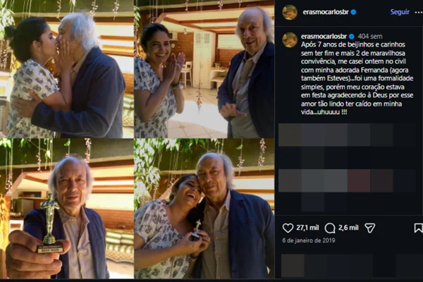 Veja o post de Erasmo Carlos usado para negar partilha de bens a viúva - destaque galeria