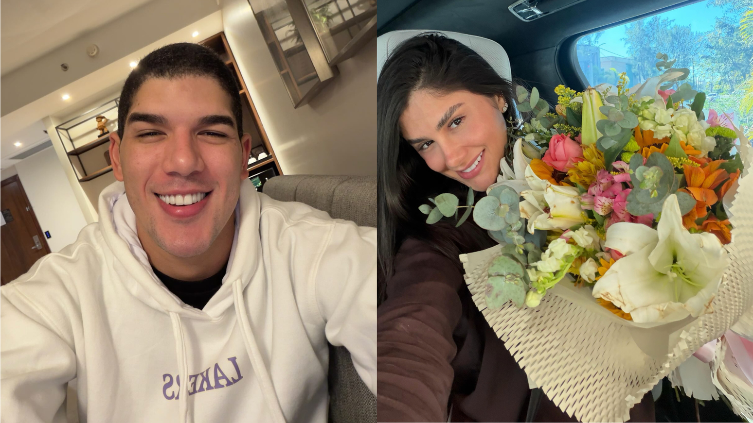 Z&eacute; Vaqueiro surpreende Ingra Soares com buqu&ecirc; de flores