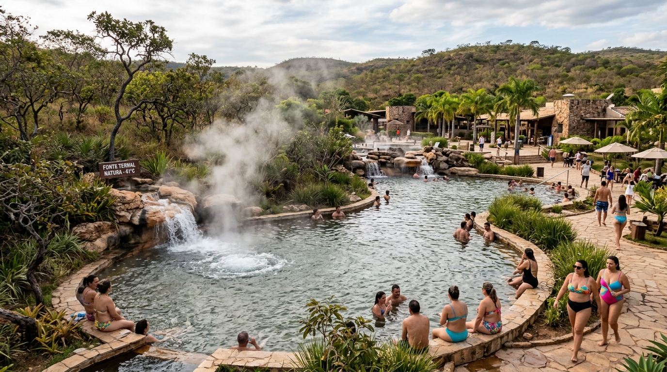 Águas quentes que brotam do subsolo fizeram uma cidade do Cerrado crescer ao redor de piscinas naturalmente aquecidas, hotéis e grandes parques termais