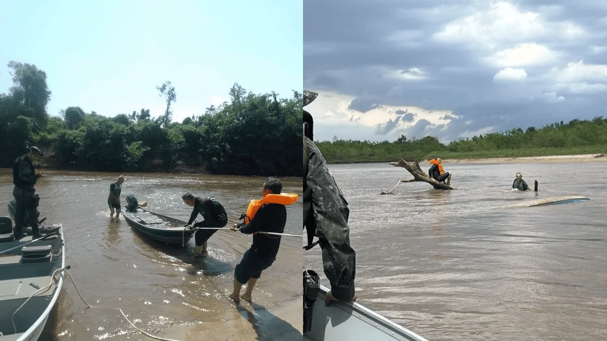 PM Ambiental resgata pescadores após barcos naufragarem em rio de São Paulo